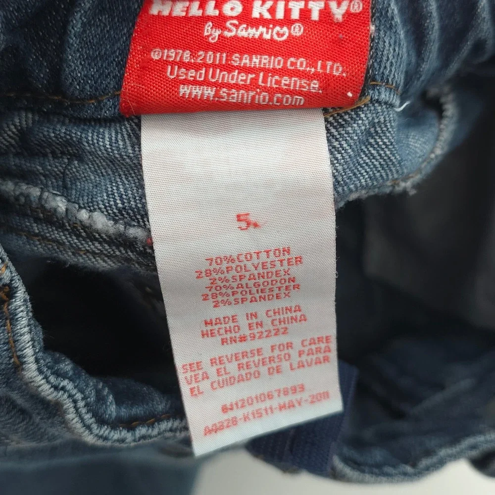 Hello Kitty Sanrio Girls Sequin Patch Denim Jeans 2011 Vintage Era Size 5